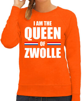 Bellatio Decorations I am the Queen of Zwolle Koningsdag sweater / trui oranje voor dames S