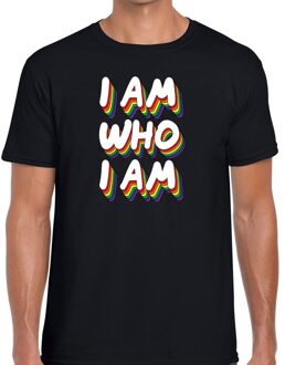 Bellatio Decorations I am who i am gay pride t-shirt zwart voor heren S