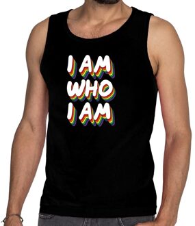 Bellatio Decorations I am who i am gay pride tanktop/mouwloos shirt zwart voor heren M