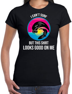 Bellatio Decorations I can not surf but this shirt looks good on me fun tekst t-shirt / shirt zwart voor dames