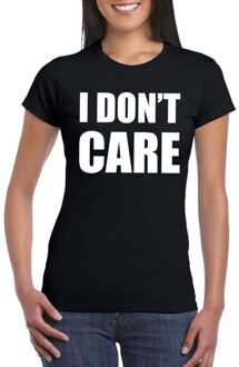 Bellatio Decorations I dont care fun t-shirt zwart voor dames XS - Feestshirts