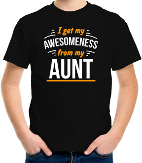 Bellatio Decorations I get my awesomeness from my aunt fun shirt zwart voor kinderen L (146-152)