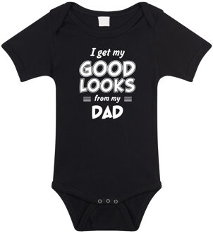 Bellatio Decorations I get my good looks from my dad romper / rompertje - zwart - unisex - jongens / meisjes - kraamcadeau / geboorte cadeau - zwart rompertje voor baby 56 (1-2 maanden)