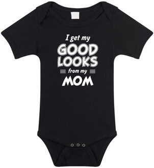 Bellatio Decorations I get my good looks from my mom romper / rompertje - zwart - unisex - jongens / meisjes - kraamcadeau / geboorte cadeau - zwart rompertje voor baby 56 (1-2 maanden)