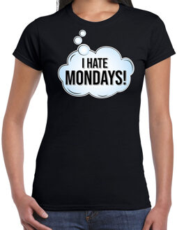Bellatio Decorations I hate mondays / hekel aan maandag fun tekst t-shirt / shirt - zwart - voor dames - fun tekst / grappige shirts / outfit XS