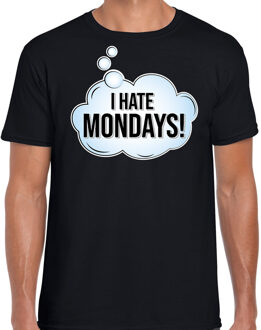 Bellatio Decorations I hate mondays / hekel aan maandag fun tekst t-shirt / shirt - zwart - voor heren - fun tekst / grappige shirts / outfit L