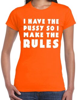 Bellatio Decorations I have the pussy fun tekst t-shirt oranje voor dames 2XL