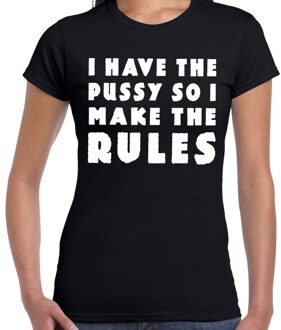 Bellatio Decorations I have the pussy fun tekst t-shirt zwart voor dames XS