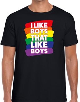 Bellatio Decorations I like boys that like boys gay pride t-shirt zwart heren S