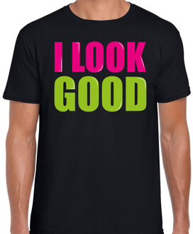Bellatio Decorations I look good fun tekst t-shirt zwart heren