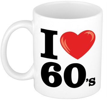 Bellatio Decorations I Love 60's koffiemok / beker 300 ml - Cadeau Sixties liefhebber Multikleur