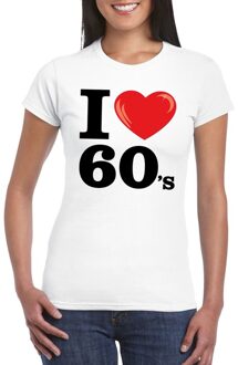 Bellatio Decorations I love 60's t-shirt wit dames XS - Feestshirts