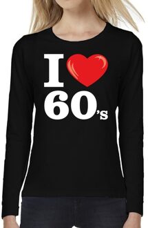 Bellatio Decorations I love 60s / sixties long sleeve t-shirt zwart dames 2XL