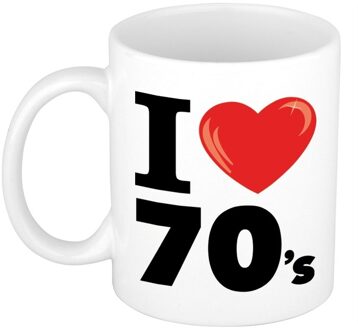 Bellatio Decorations I Love 70's koffiemok / beker 300 ml - Cadeau Seventies liefhebber Multikleur