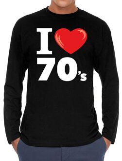 Bellatio Decorations I love 70s / seventies long sleeve t-shirt zwart heren 2XL