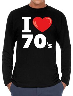 Bellatio Decorations I love 70s / seventies long sleeve t-shirt zwart heren
