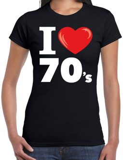 Bellatio Decorations I love 70s / seventies t-shirt zwart dames XS