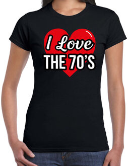 Bellatio Decorations I love 70s verkleed t-shirt zwart voor dames - 70s party verkleed outfit 2XL