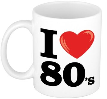 Bellatio Decorations I Love 80's koffiemok / beker 300 ml - Cadeau Eighties liefhebber Multikleur