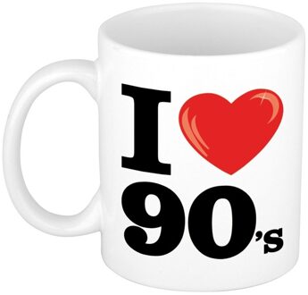 Bellatio Decorations I Love 90's koffiemok / beker 300 ml - Cadeau Nineties liefhebber Multikleur