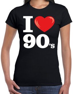 Bellatio Decorations I love 90's thema t-shirt - zwart - voor dames - Nineties verkleedkleding - korte mouwen