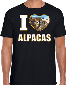 Bellatio Decorations I love alpacas t-shirt met dieren foto van een alpaca zwart voor heren - cadeau shirt alpacas liefhebber 2XL