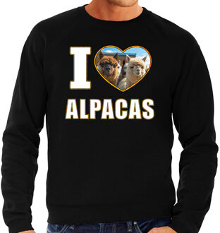 Bellatio Decorations I love alpacas trui met dieren foto van een alpaca zwart voor dames - cadeau sweater alpacas liefhebber 2XL