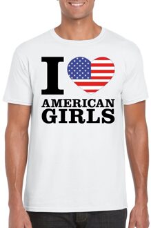 Bellatio Decorations I love American girls t-shirt wit heren