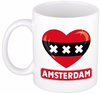 Bellatio Decorations I love Amsterdam mok / beker 300 ml - feest mokken Rood