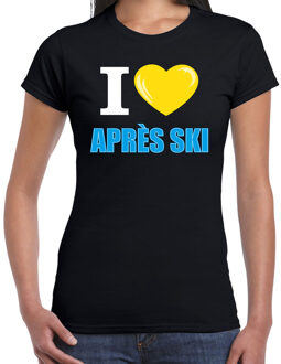 Bellatio Decorations I love Apres-ski t-shirt wintersport I love zwart voor dames XS - Feestshirts