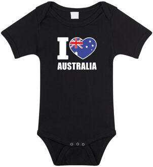 Bellatio Decorations I love Australia baby rompertje - zwart - Australie - geboorte jongen/meisje 92 (18-24 maanden)