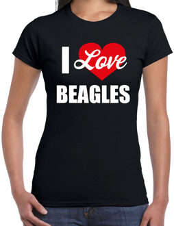 Bellatio Decorations I love Beagles honden t-shirt zwart voor dames 2XL