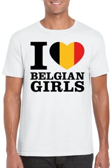 Bellatio Decorations I love Belgian girls t-shirt wit heren 2XL