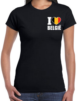 Bellatio Decorations I love Belgie landen shirt zwart voor dames - borst bedrukking 2XL