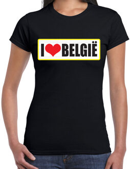 Bellatio Decorations I love Belgie landen t-shirt zwart dames - Belgie landen shirt / kleding - EK / WK / Olympische spelen outfit 2XL