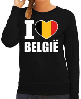 Bellatio Decorations I love Belgie supporter sweater / trui voor dames - zwart - Belgie landen truien - Belgische fan kleding dames 2XL