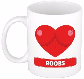 Bellatio Decorations I Love Boobs beker / mok - keramiek - 300 ml