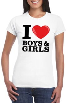 Bellatio Decorations I love boys & girls t-shirt wit dames L - Feestshirts