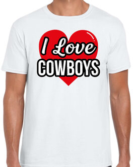 Bellatio Decorations I love Cowboys verkleed t-shirt wit voor heren - Outfit western verkleed feest 2XL