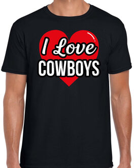 Bellatio Decorations I love Cowboys verkleed t-shirt zwart voor heren - Outfit western verkleed feest 2XL