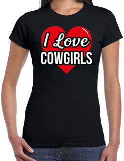 Bellatio Decorations I love Cowgirls verkleed t-shirt zwart voor dames - Outfit western verkleed feest