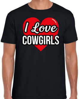 Bellatio Decorations I love Cowgirls verkleed t-shirt zwart voor heren - Outfit western verkleed feest 2XL