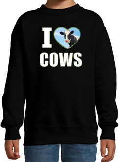 Bellatio Decorations I love cows sweater met dieren foto van een koe zwart voor kinderen - cadeau trui koeien liefhebber - kinderkleding / kleding 12-13 jaar (152/164)