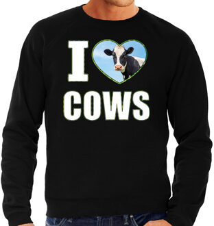 Bellatio Decorations I love cows trui met dieren foto van een koe zwart voor dames - cadeau sweater koeien liefhebber 2XL