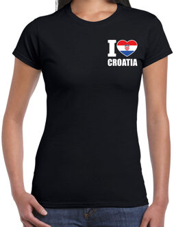 Bellatio Decorations I love Croatia / Kroatie landen shirt zwart voor dames - borst bedrukking 2XL