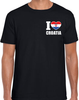 Bellatio Decorations I love Croatia / Kroatie landen shirt zwart voor heren - borst bedrukking 2XL