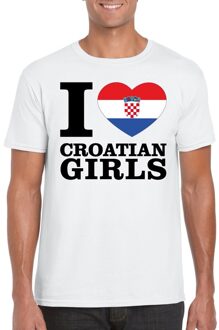 Bellatio Decorations I love Croatian girls t-shirt wit heren 2XL