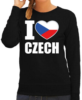 Bellatio Decorations I love Czech sweater / trui zwart voor dames 2XL