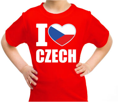 Bellatio Decorations I love Czech t-shirt Tsjechie rood voor kids L (146-152)