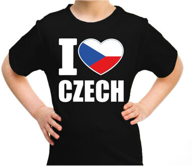 Bellatio Decorations I love Czech t-shirt Tsjechie zwart voor kids L (146-152)